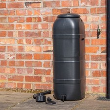 Strata Slim Space Saver Water Butt 100L With Lid & Tap Carry Handles in Black