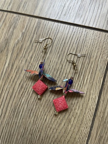 Origami crane earrings east - origami,