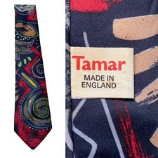 VINTAGE 60s Bright Abstract Print Tie Mod Modern Art Scooter Necktie 1960s