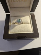 Premium Zambian Emerald and White Topaz Cluster Ring, Sterling Silver, Size N-O