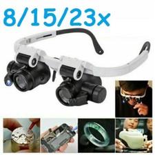 8/15/23x Magnifying Glasses LED Light Jeweler Watch Repair Headband Microscope