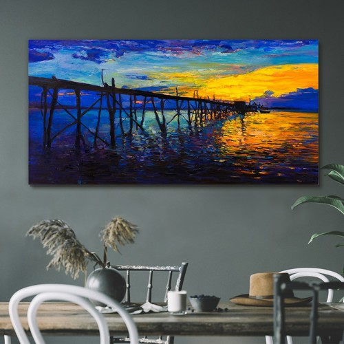 Painting abstract pier sea - painting,