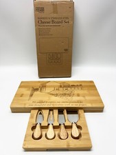 Cheese Board Gift Set - Has Engraving on As Pictured - Bamboo Stainless Steel