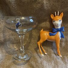 Vintage BABYCHAM Fawn Deer Rare Orange Plastic 1960s 70s Figure Figurine & Glass