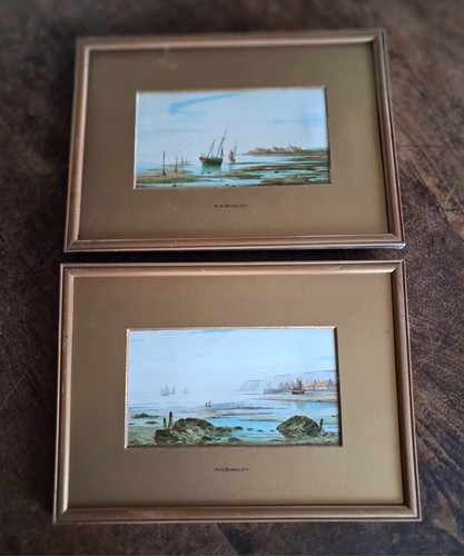 Pair watercolours coastal - ,
