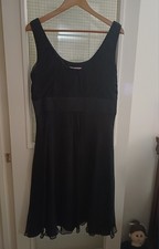 Monsoon Petite Silk Chiffon Empire Line Dress Black 18