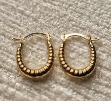 9CT GOLD CHILDREN'S new HOOP EARRINGS - SOLID  9CT GOLD SMALL FLUTED