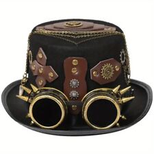 Novelty Steampunk Top Hat Accessories Costume Unisex with Goggles Gothic Rivet