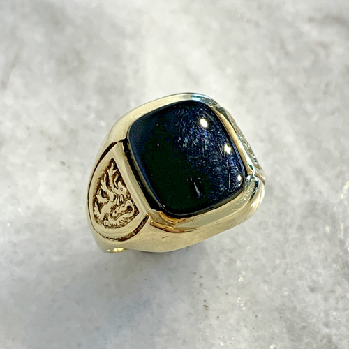 Gold onyx signet ring - gold,