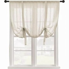 Beige Striped Sheer Curtain