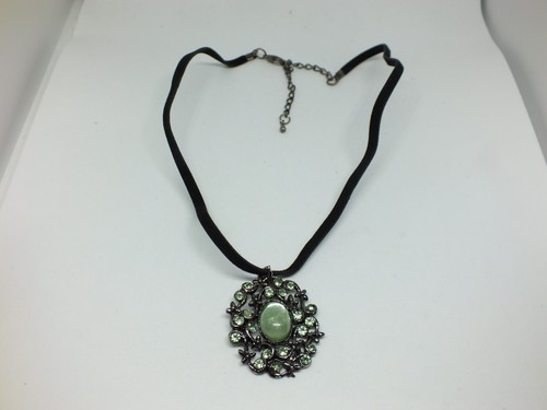 Necklace silver tone black - necklace,