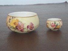 ROYAL WORCESTER 2 x HANDPAINTED PORCELAIN MINIATURE POTS C1908 & C1912