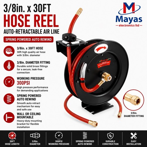 Hose reel 8in 30ft air - reel,