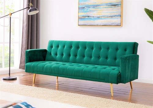 Velvet sofa bed grey pink - bed,