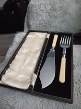 Chrome Plated Fish Serving Knife And  Fork In Original Case