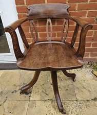 Captains Chair Antique Victorian early 20th century Oak  Swivel Chair (RESTORED)