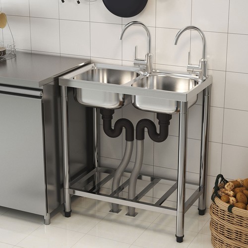 Small double sink - double, stainless