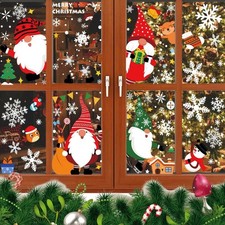 4 Sheets Christmas Xmas Removable Window Sticker Clings Decal Decor(Gnome)