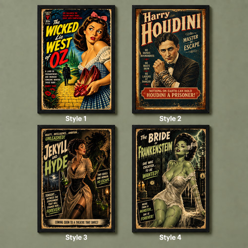 Retro vintage movie poster - vintage, art