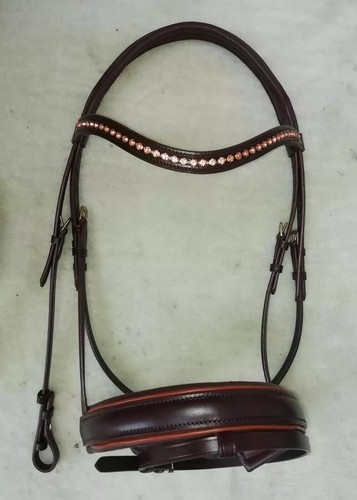 Leather dressage bridle with - leather,