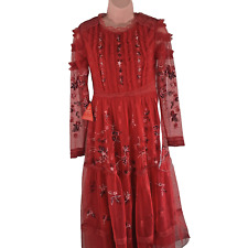 Frock and Frill Embellished Midi Dress, Size UK 8, Red, RRP £220