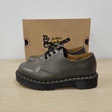 Dr Martens 1461 Khaki Grey Smooth Leather Chunky Bex Shoes Size Uk 5 Eu 38