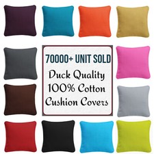 Colorful Plain Dyed Cushion Cover 100% Cotton Home Sofa Décor Size 16" 18" 20" 