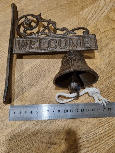 Cast iron door bell welcome - bell,