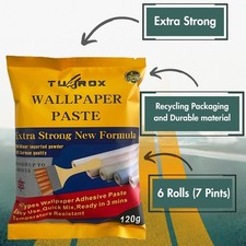 TUFROX Large 6 Rolls Extra Strong Wallpaper Adhesive 7 Pint 120g Wallpaper Paste