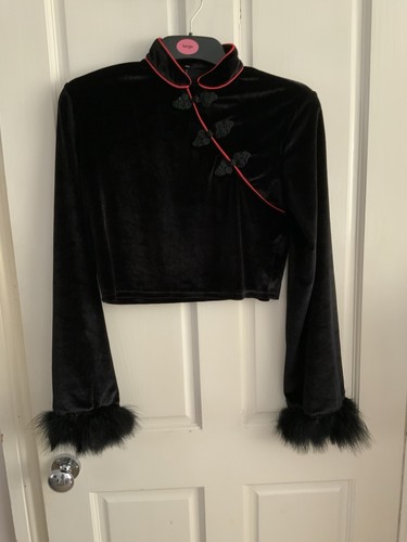 Womens black velvet oriental - black,