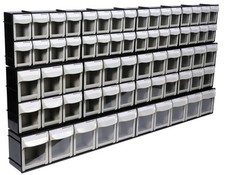 Motamec Modular Tilt Bin Parts Storage Wall Compartment 10 MIX Units / 66 Bins 