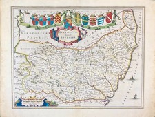Suffolk map by Joan Blaeu 1648 with fine hand colour edition
