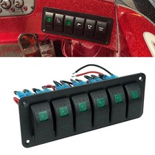 6 Gang LED Green Toggle Rocker