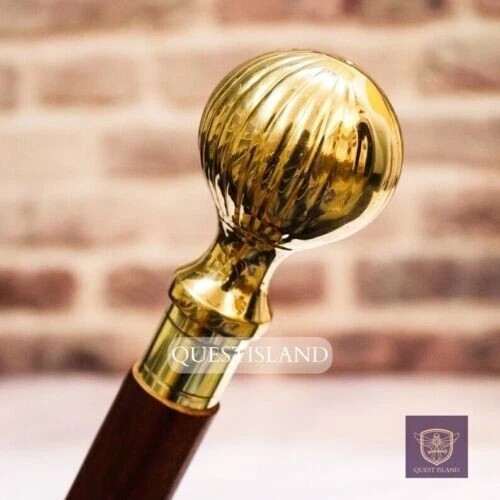 Golden finish round knob - knob, brass