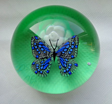 VINTAGE BACCARAT BUTTERFLY PAPERWEIGHT DATE CANE 1991 LIMITED EDITION
