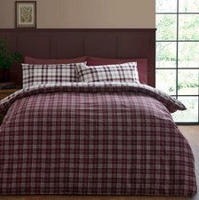 Catherine Lansfield Kelso Check Duvet Set Rev Single Double King Plum