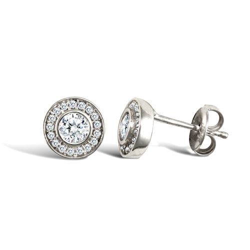Earrings 9ct white - white, gold