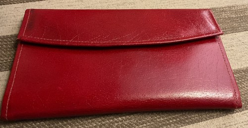 Vintage red leather purse - leather,