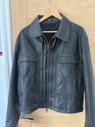 Zara men faux leather jacket - faux,