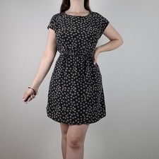 Womens Short Black Silk Floral