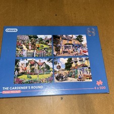 GIBSONS 4 X 500 Piece Jigsaw Puzzles THE GARDENER’S ROUND.