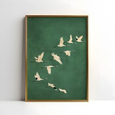 Emerald Green Cranes Poster