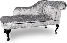 Silver Velvet Chaise Lounge