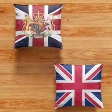 2 UK FLAG CUSHION COVER Tradition UNION JACK PILLOW CASE SQUARE LINEN HOME DECOR