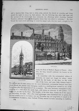 Old Leicester Abbey Town Hall Clock-Tower Architecture Cassell C1882 Victorian