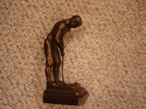Vintage statue golfer putting - vintage,