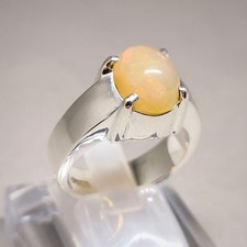 Natural Ethiopian Fire Opal Ring, Sterling Silver Ring AAA Quality Opal Ring