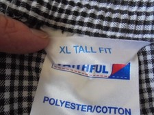 Chefs Trousers Black & White Small Check Gingham Size XL Tall 33" leg Cook etc