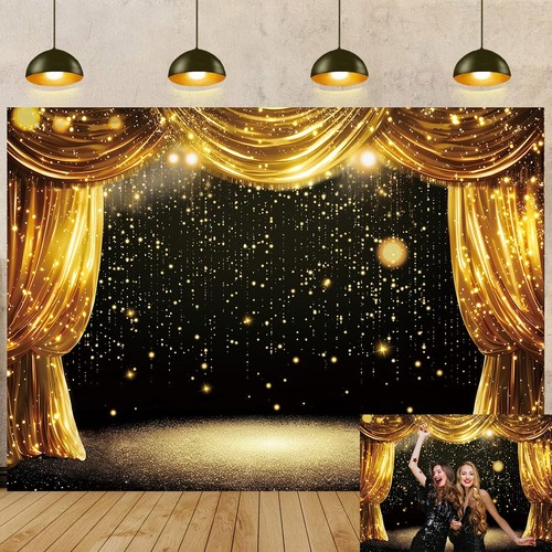 Black gold backdrop curtains - black,