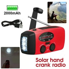 Hand Crank Dynamo Wind Up Solar AM FM Radio USB Charger Camping Light Torch Gift
